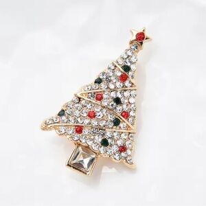 Christmas Tree Diamond Crystal Brooch